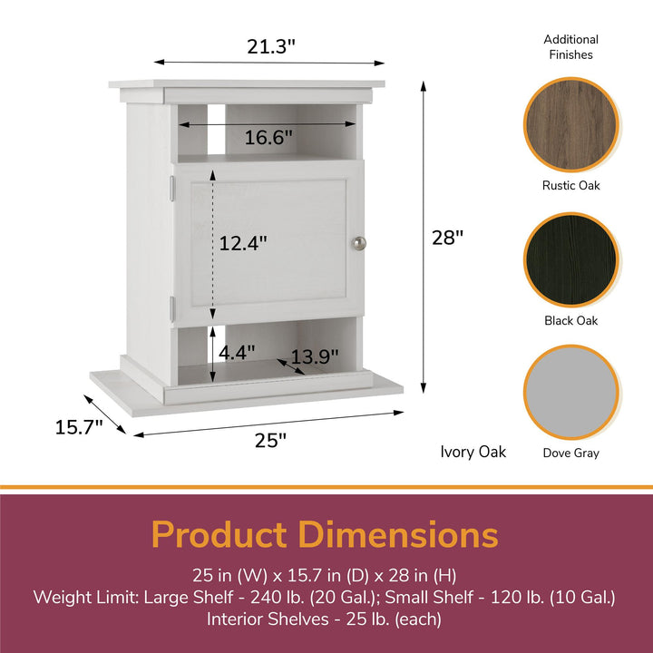 10/20 Gallon Aquarium Stand with Open and Concealed Storage - Ivory Oak