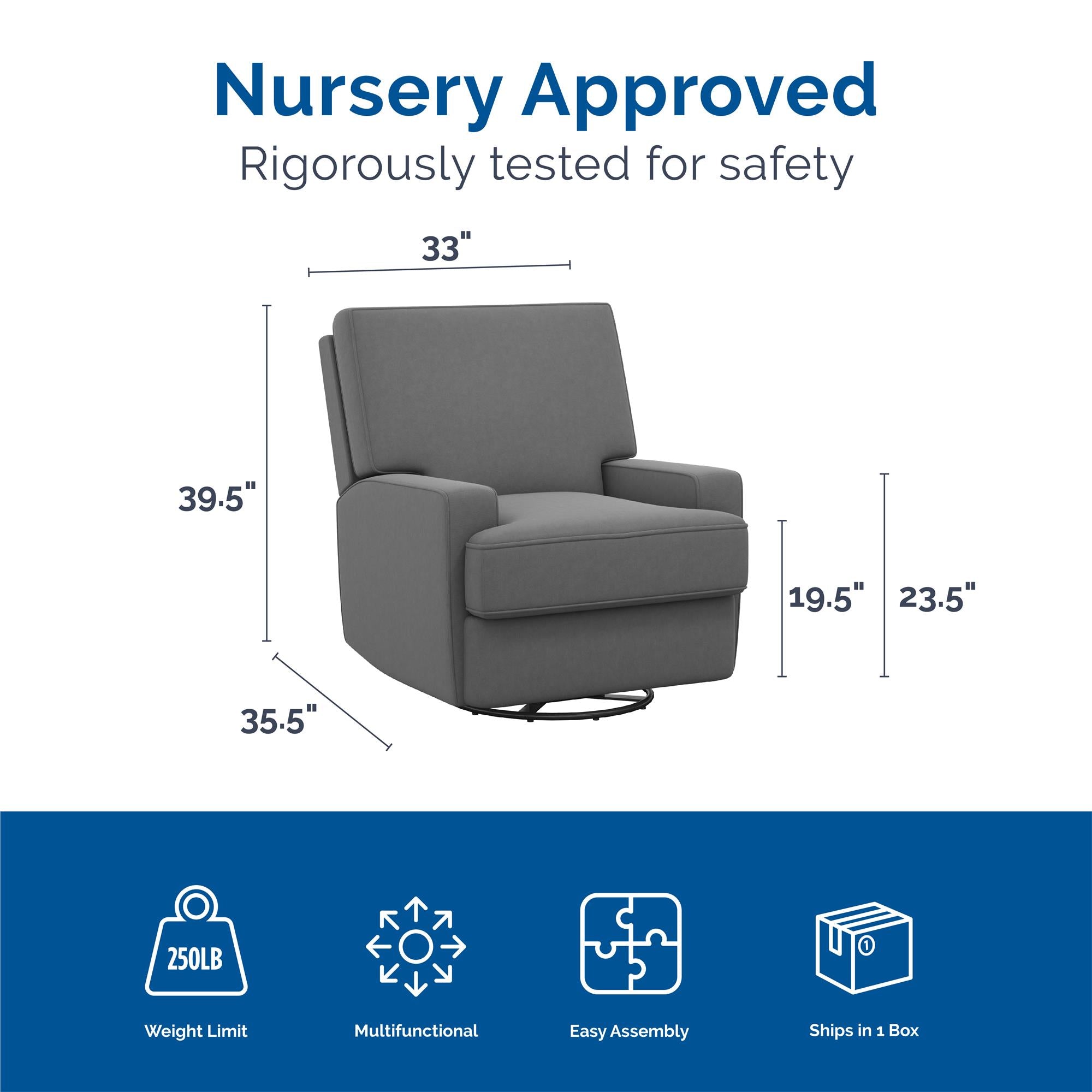 Rylan Swivel Glider Recliner Chair with Unique Square Back RealRooms
