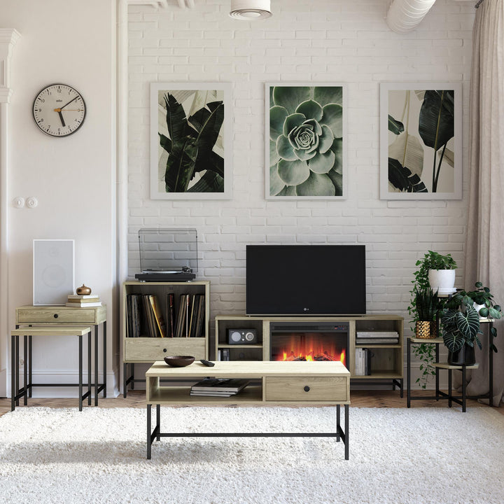 Sleek two-toned music storage station - Natural