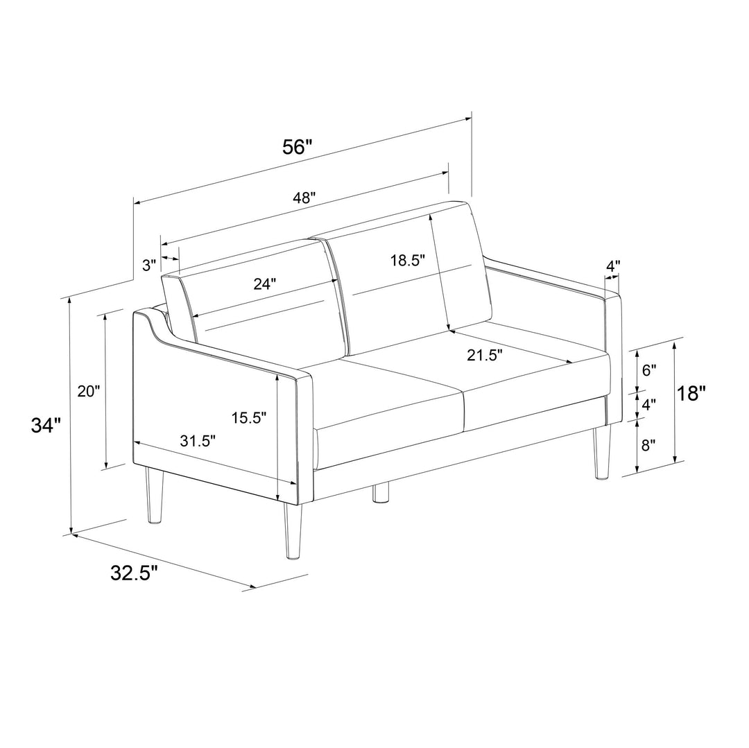 Lyndhurst 2-Seater Loveseat Sofa - Light Gray