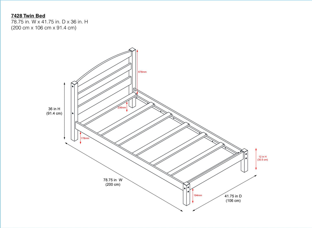 Brycen kids wooden bed frame -  Espresso