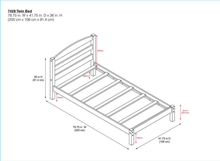 Brycen kids wooden bed frame -  Espresso
