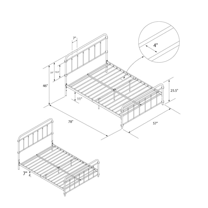 Wallace Spindle Metal Bed with Elegant Curves and Slats - Bronze - Full
