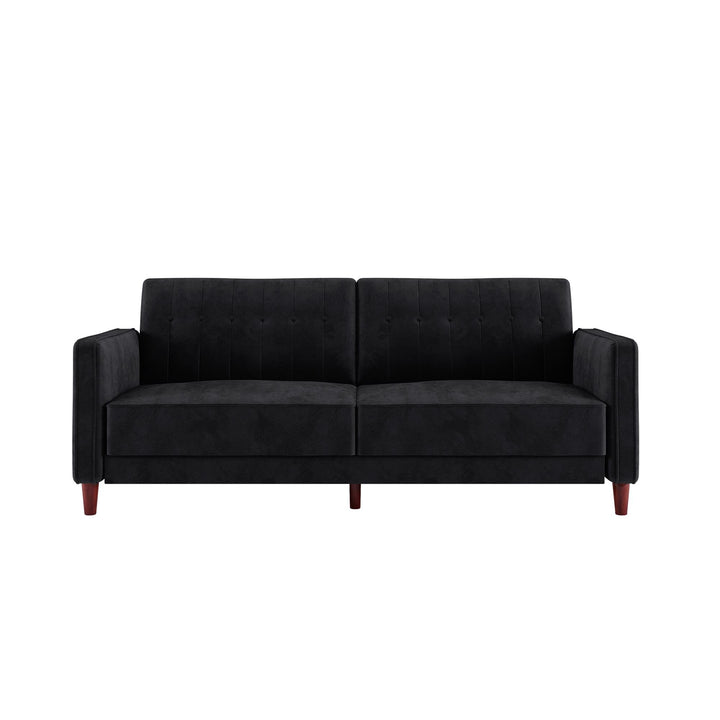Pin Tufted Transitional Futon with Vertical Stitching and Button Tufting - Black