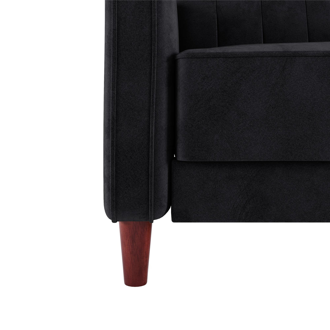 Vertical Stitching and Button Tufting Futon -  Black