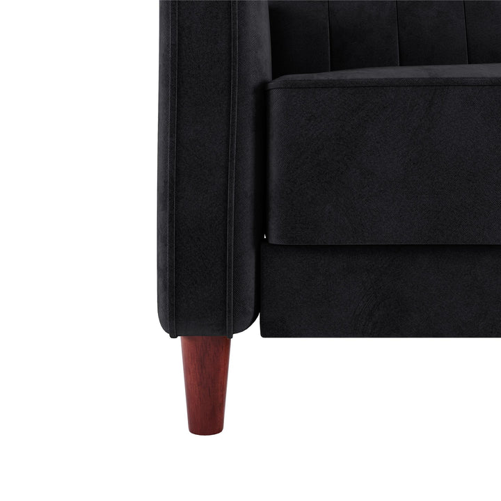 Pin Tufted Transitional Futon with Vertical Stitching and Button Tufting - Black