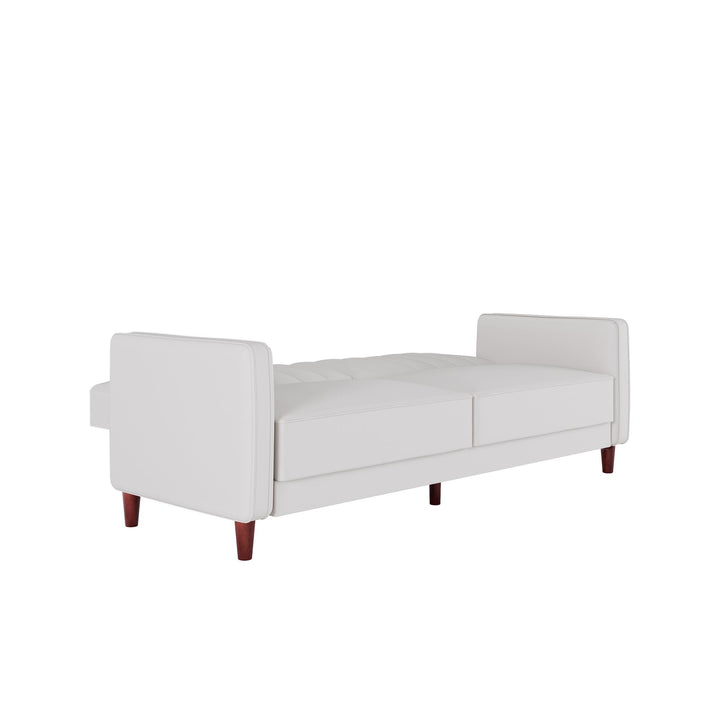 Transitional Futon with Vertical Stitching -  White
