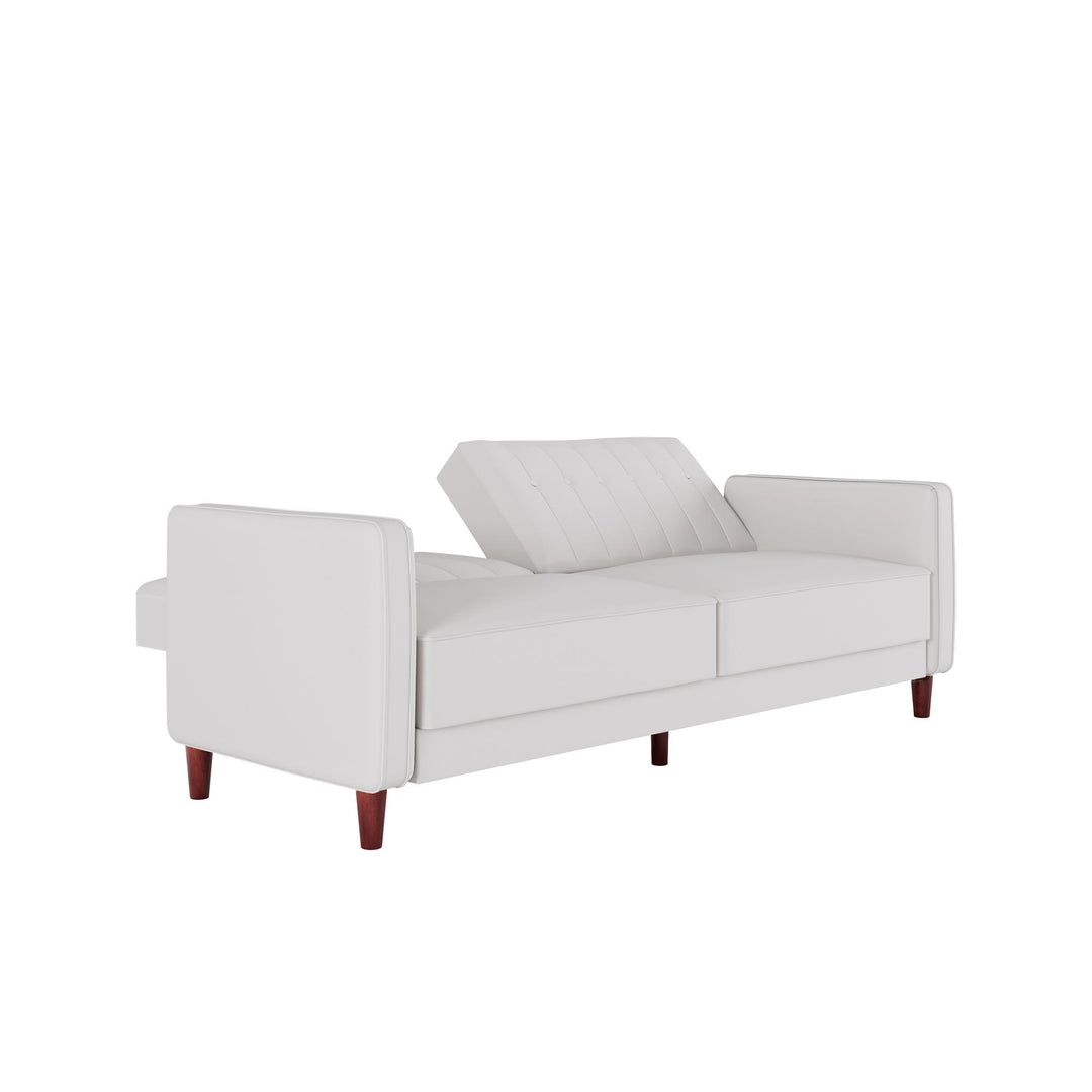 Vertical Stitching and Button Tufting Futon -  White