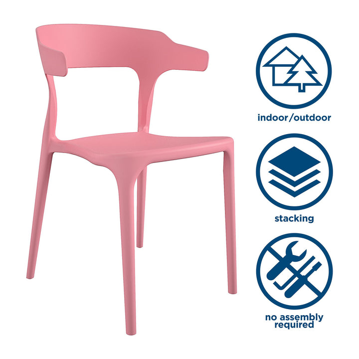 Poolside Gossip Felix Stacking Dining Chairs, Indoor/Outdoor, Set of 2 - Pink - 2-Pack