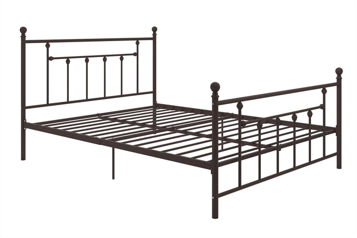 Manila White Metal Bed with Sturdy Metal Frame and Slats - Bronze - Queen