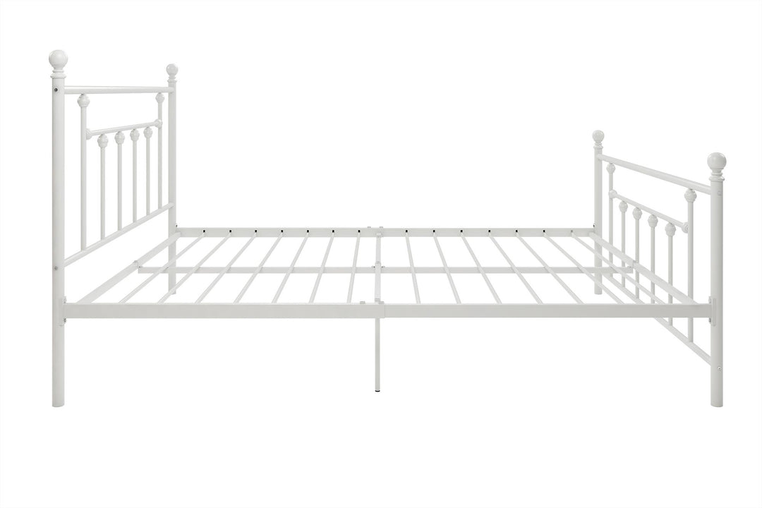 Manila White Metal Bed with Sturdy Metal Frame and Slats - White - Queen
