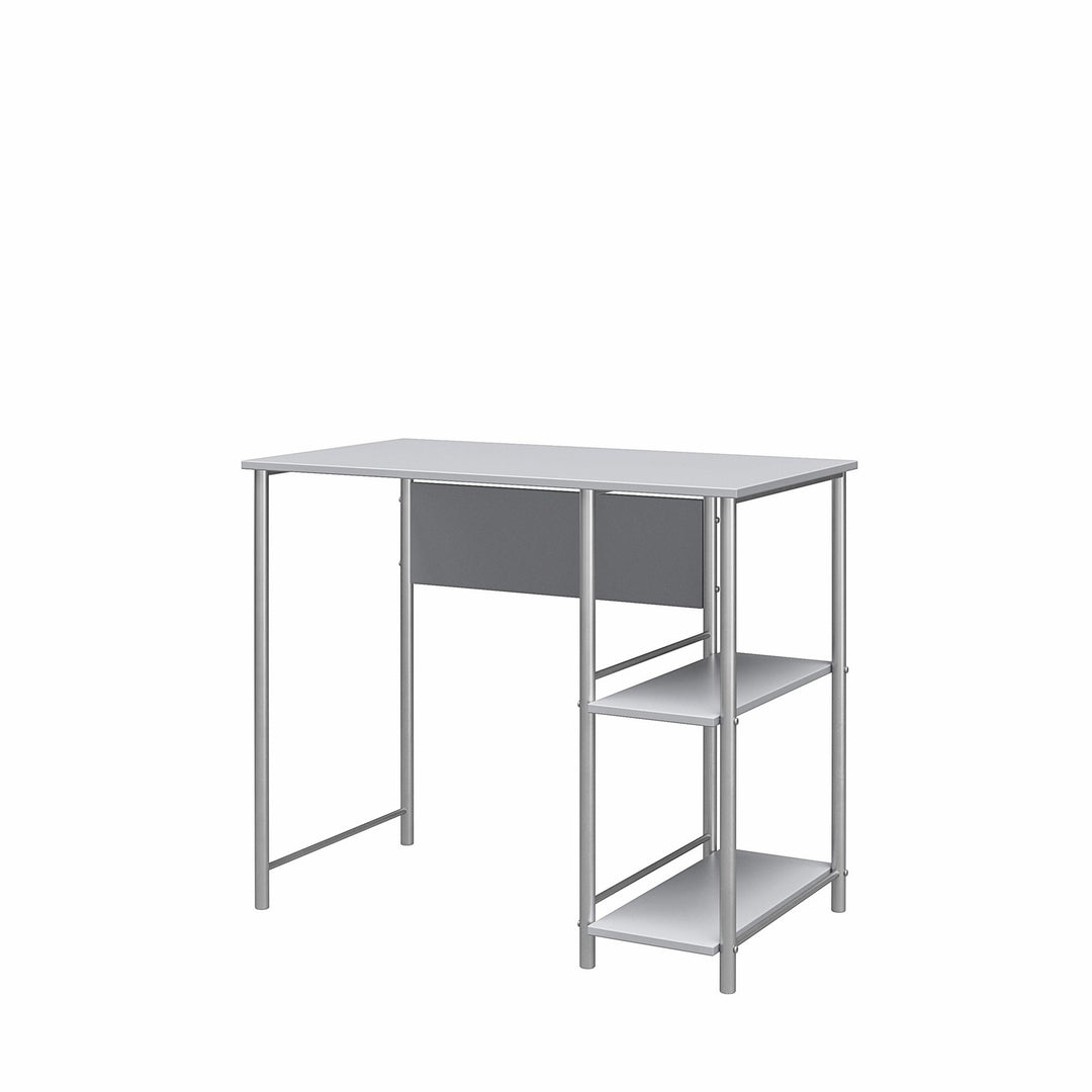 Meridian Metal Computer Desk With 2 Side Storage Shelves - Gray