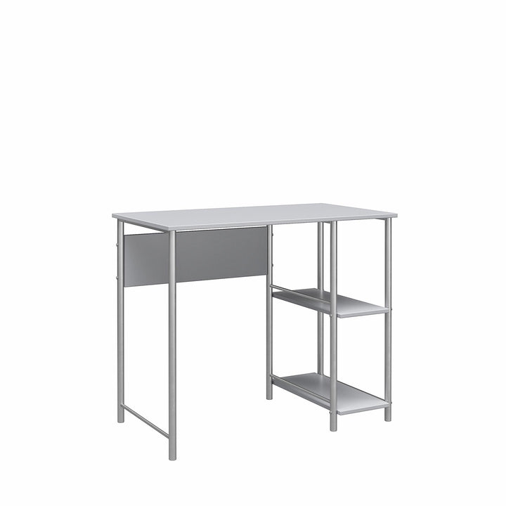 Meridian Metal Computer Desk With 2 Side Storage Shelves - Gray