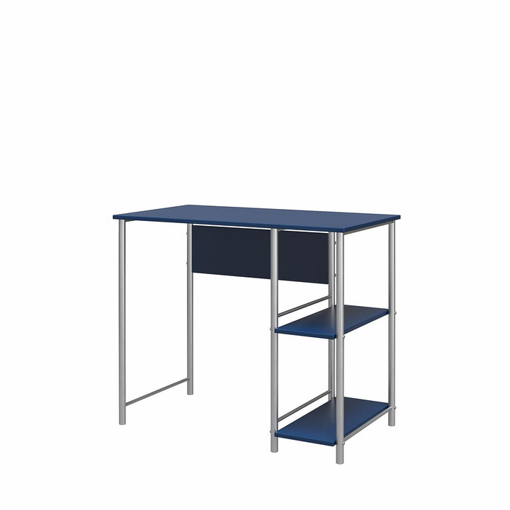 Meridian Metal Computer Desk With 2 Side Storage Shelves - Blue