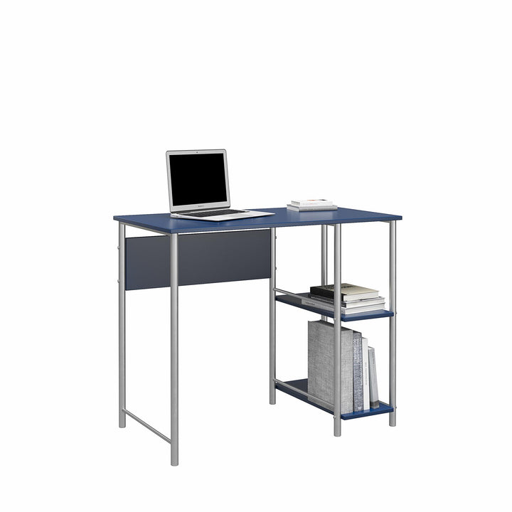 Meridian Metal Computer Desk With 2 Side Storage Shelves - Blue