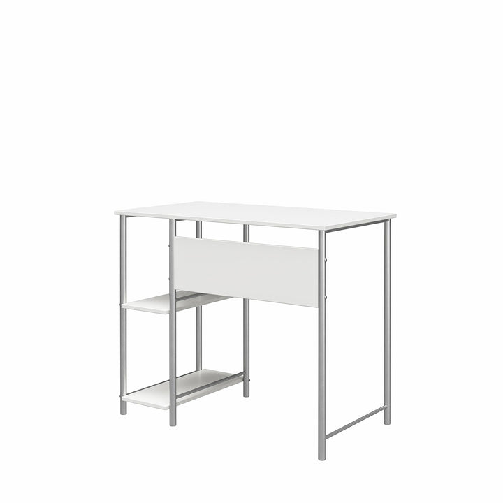 Meridian Metal Computer Desk With 2 Side Storage Shelves - White