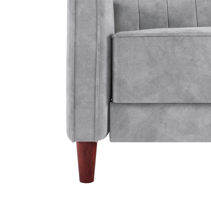 Pin Tufted Transitional Futon with Vertical Stitching and Button Tufting - Light Gray