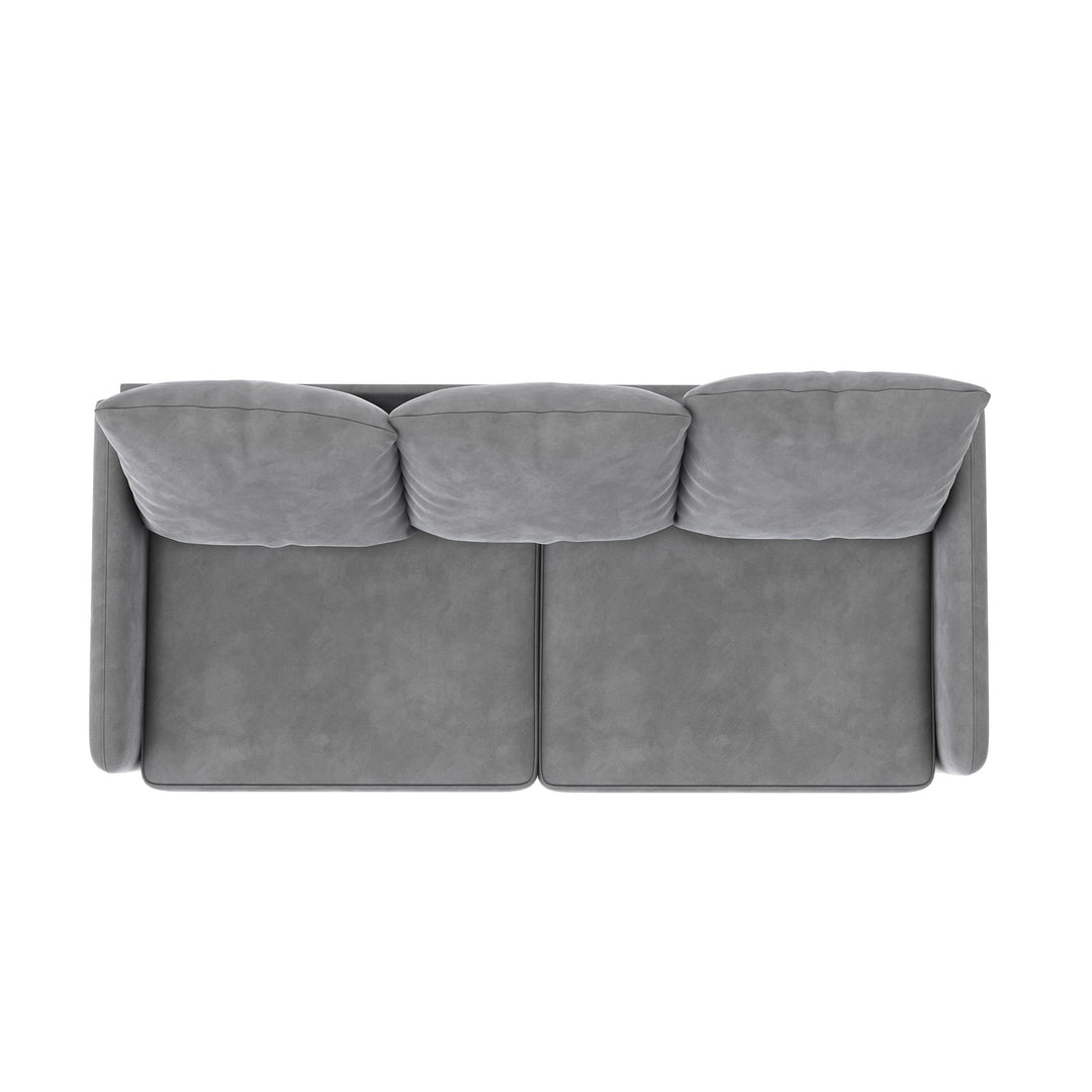 Cassia Pillowback 3-Seater Velvet Sofa with Pocket Coil Seating - Light Gray