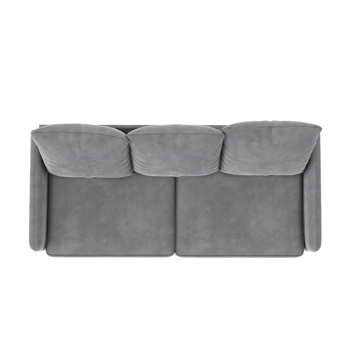 Cassia Pillowback 3-Seater Velvet Sofa with Pocket Coil Seating - Light Gray