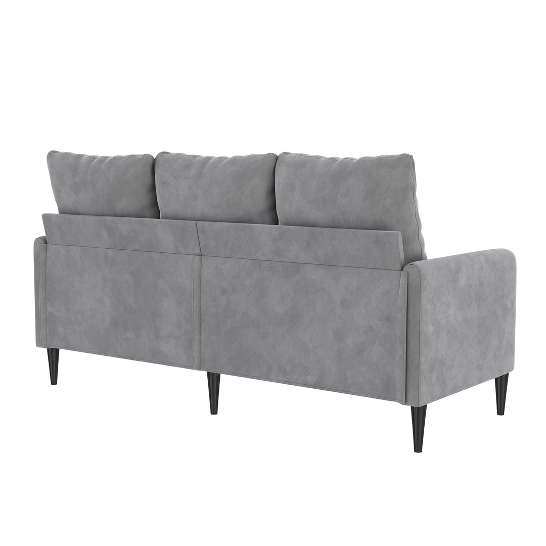 Cassia Pillowback 3-Seater Velvet Sofa with Pocket Coil Seating - Light Gray