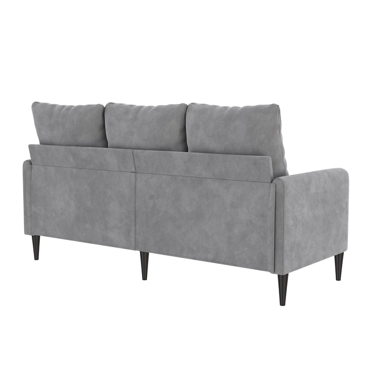 Cassia Pillowback 3-Seater Velvet Sofa with Pocket Coil Seating - Light Gray