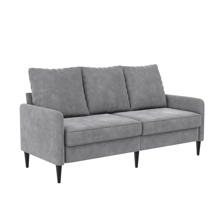 Cassia Pillowback 3-Seater Velvet Sofa with Pocket Coil Seating - Light Gray