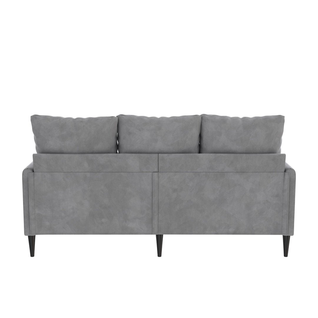 Cassia Pillowback 3-Seater Velvet Sofa with Pocket Coil Seating - Light Gray