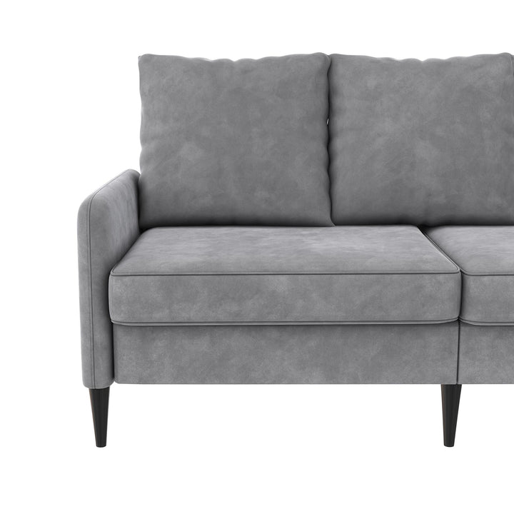 Cassia Pillowback 3-Seater Velvet Sofa with Pocket Coil Seating - Light Gray