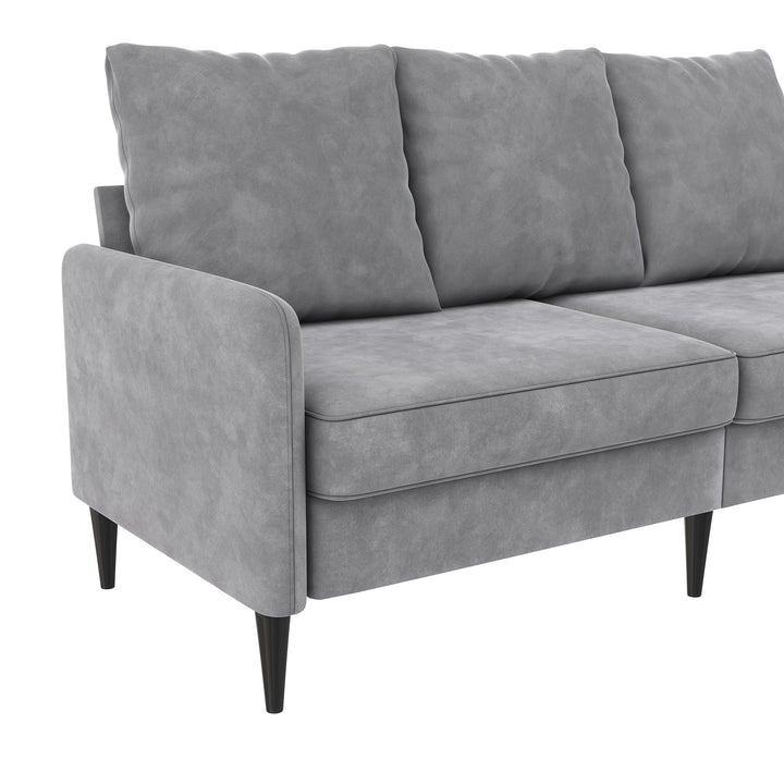 Cassia Pillowback 3-Seater Velvet Sofa with Pocket Coil Seating - Light Gray