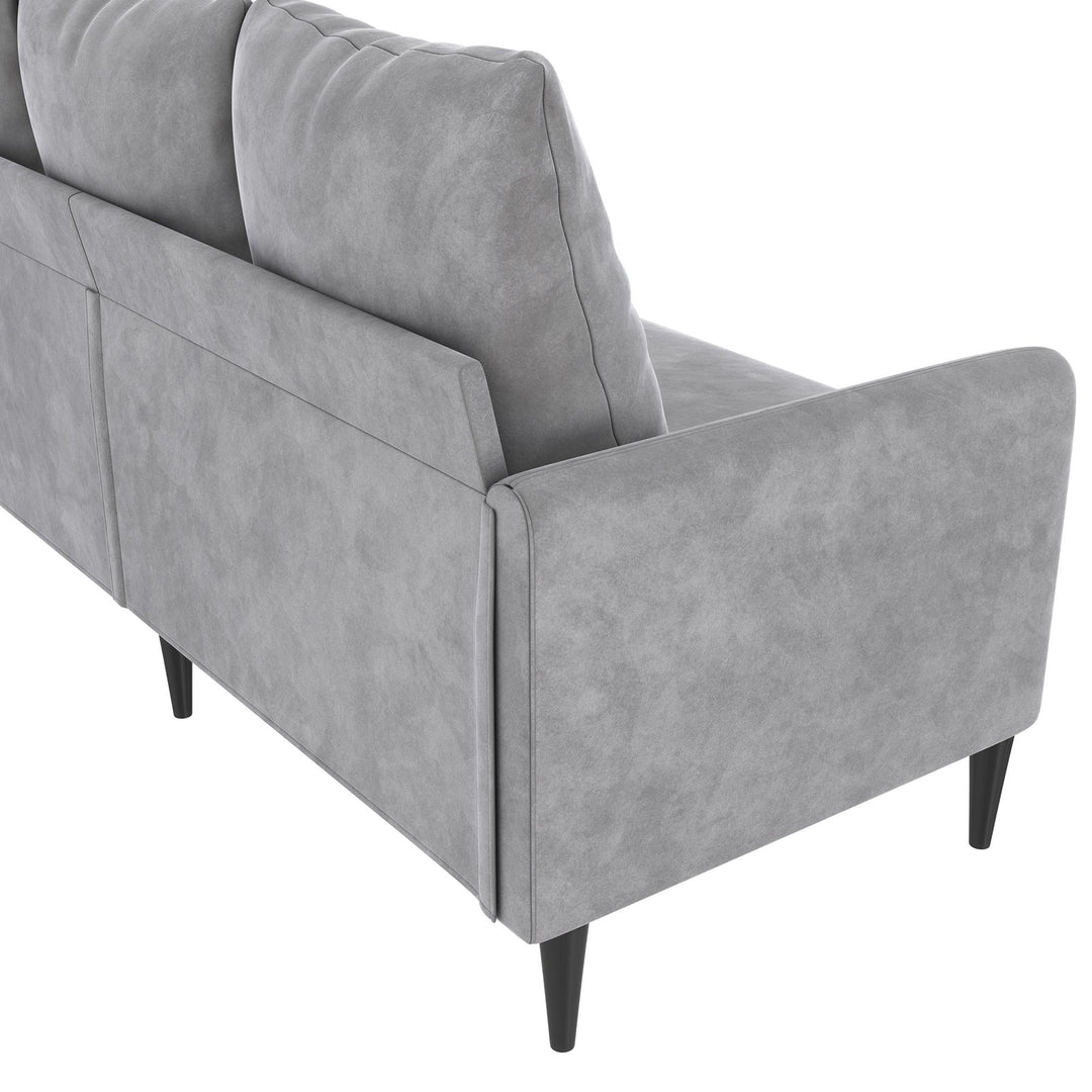 Cassia Pillowback 3-Seater Velvet Sofa with Pocket Coil Seating - Light Gray