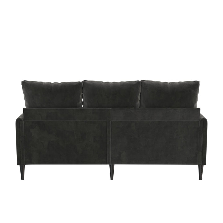Cassia Pillowback 3-Seater Velvet Sofa with Pocket Coil Seating - Dark Gray
