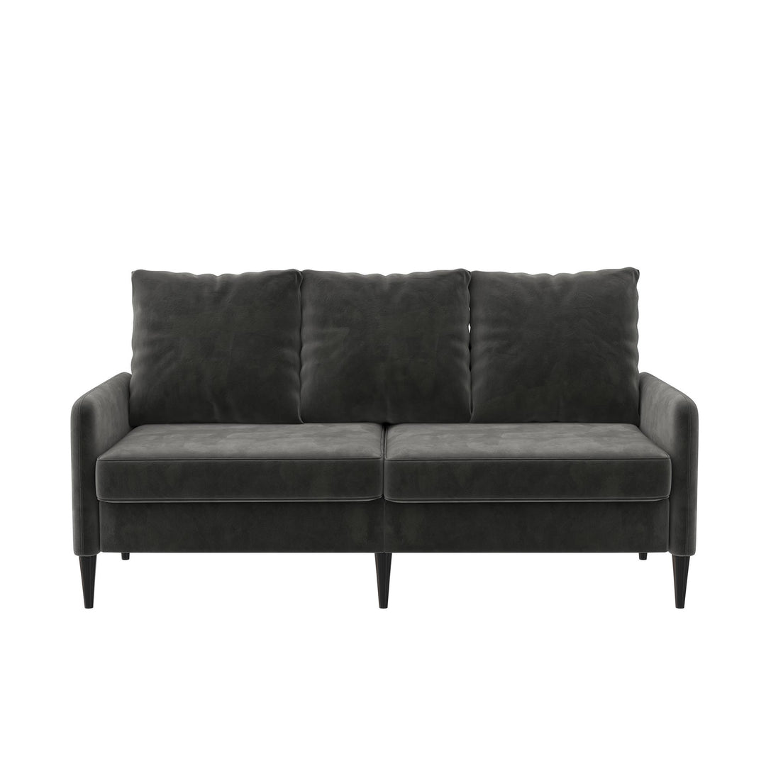 Cassia Pillowback 3-Seater Velvet Sofa with Pocket Coil Seating - Dark Gray