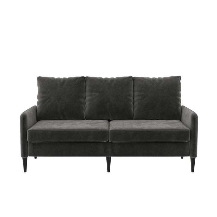 Cassia Pillowback 3-Seater Velvet Sofa with Pocket Coil Seating - Dark Gray