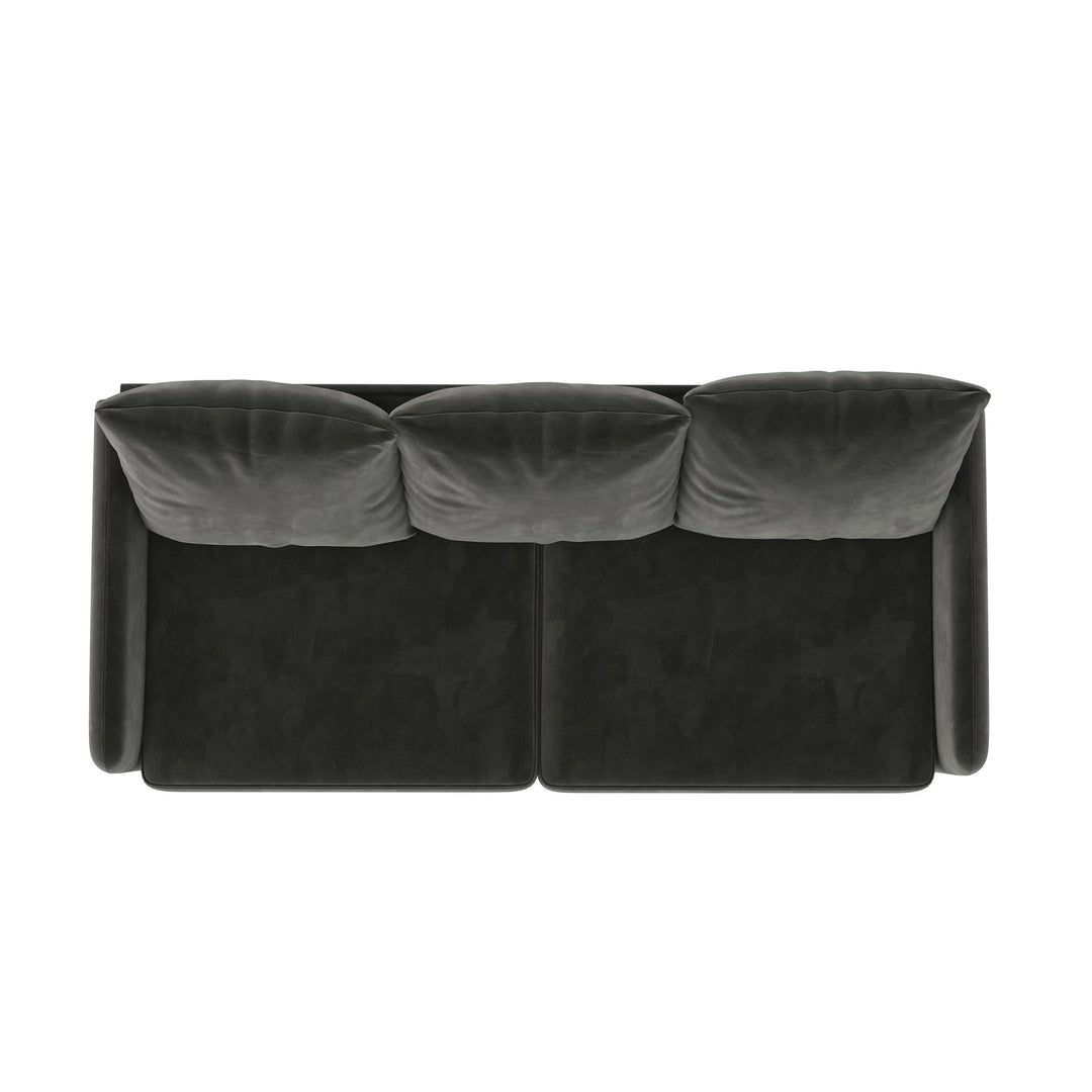 Cassia Pillowback 3-Seater Velvet Sofa with Pocket Coil Seating - Dark Gray