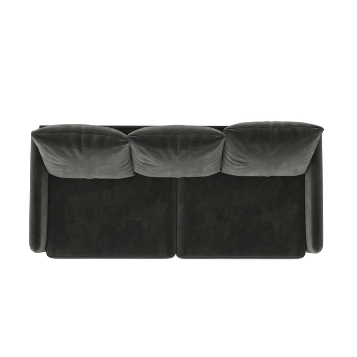 Cassia Pillowback 3-Seater Velvet Sofa with Pocket Coil Seating - Dark Gray
