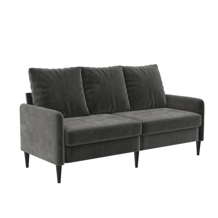 Cassia Pillowback 3-Seater Velvet Sofa with Pocket Coil Seating - Dark Gray