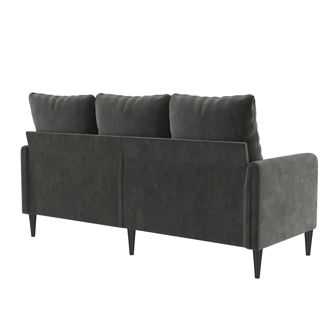 Cassia Pillowback 3-Seater Velvet Sofa with Pocket Coil Seating - Dark Gray