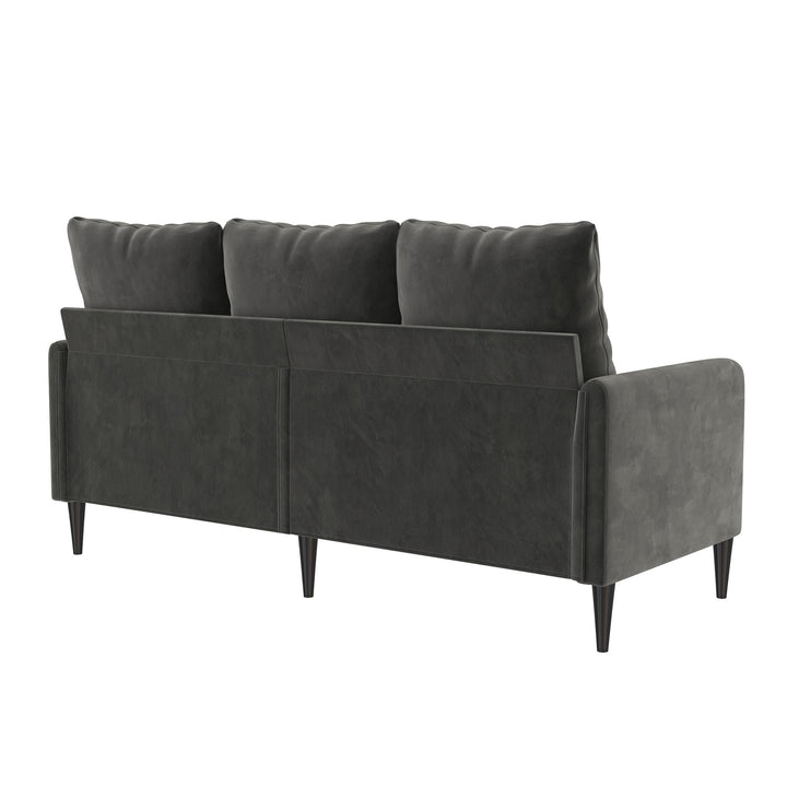 Cassia Pillowback 3-Seater Velvet Sofa with Pocket Coil Seating - Dark Gray