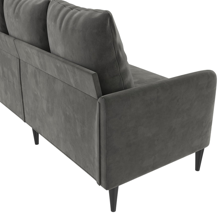 Cassia Pillowback 3-Seater Velvet Sofa with Pocket Coil Seating - Dark Gray