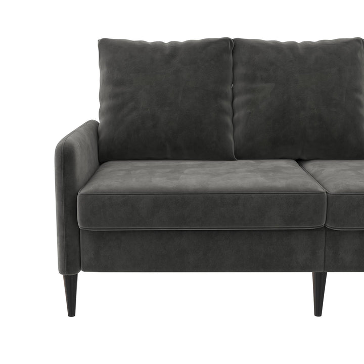 Cassia Pillowback 3-Seater Velvet Sofa with Pocket Coil Seating - Dark Gray