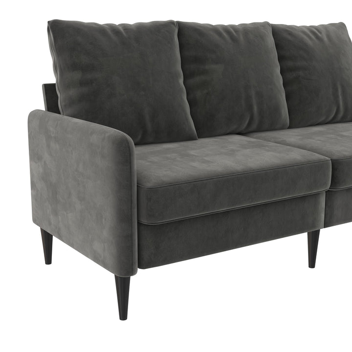 Cassia Pillowback 3-Seater Velvet Sofa with Pocket Coil Seating - Dark Gray