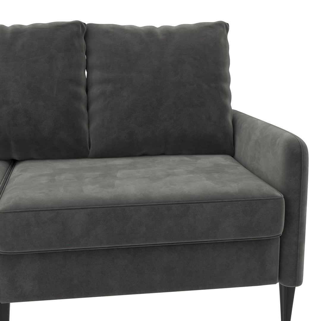 Cassia Pillowback 3-Seater Velvet Sofa with Pocket Coil Seating - Dark Gray