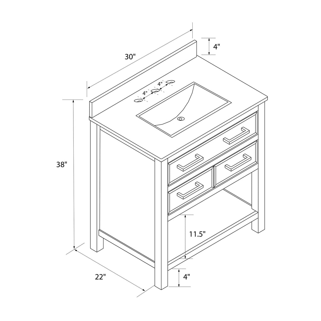 Maine 30 Inch Bathroom Vanity - Gray - 30"
