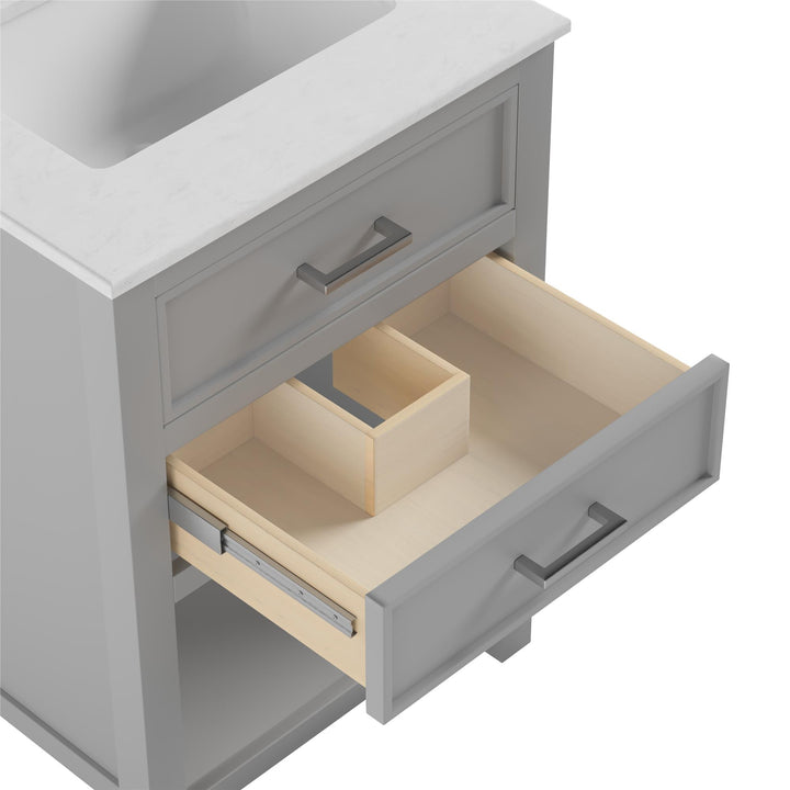 Maine 24 Inch Bathroom Vanity with Carrera Countertop and Rectangular Ceramic Sin - Gray - 24"