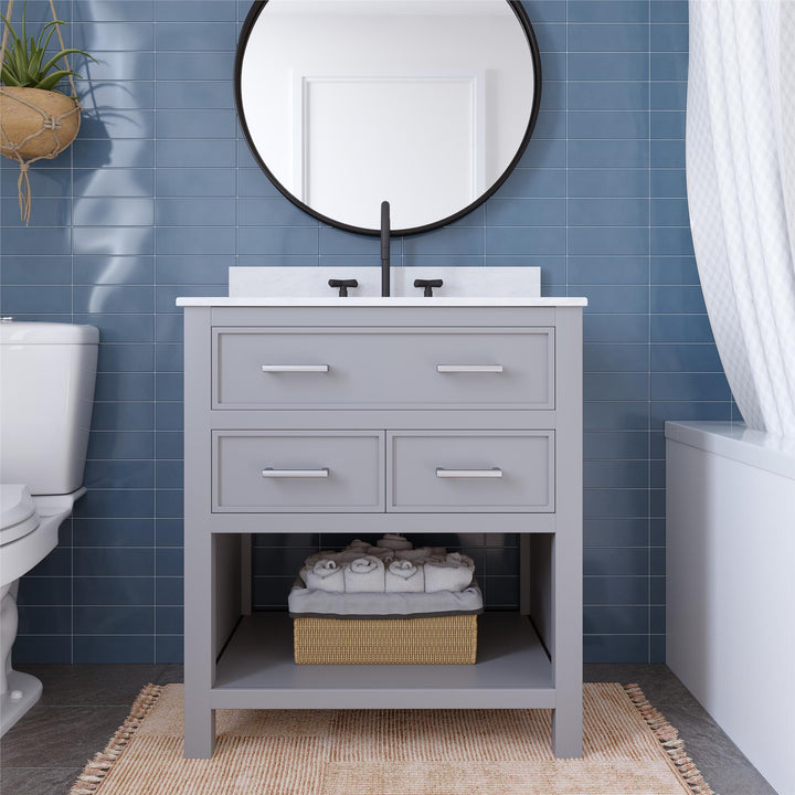 Maine 30 Inch Bathroom Vanity - Gray - 30"
