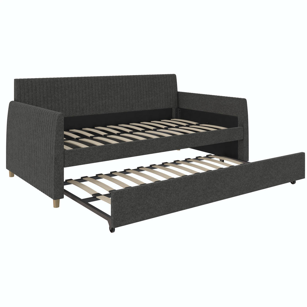 Daphne Upholstered Daybed with Trundle - Dark Gray - Twin-Over-Twin