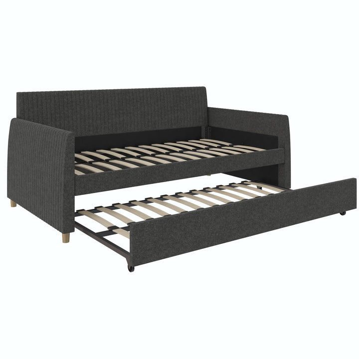 Daphne Upholstered Daybed with Trundle - Dark Gray - Twin-Over-Twin