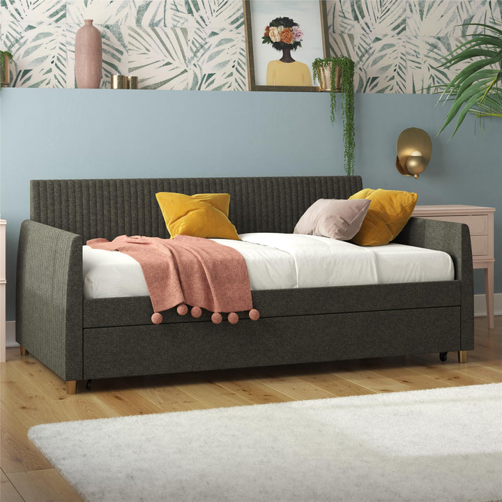 Daphne Upholstered Daybed with Trundle - Dark Gray - Twin-Over-Twin