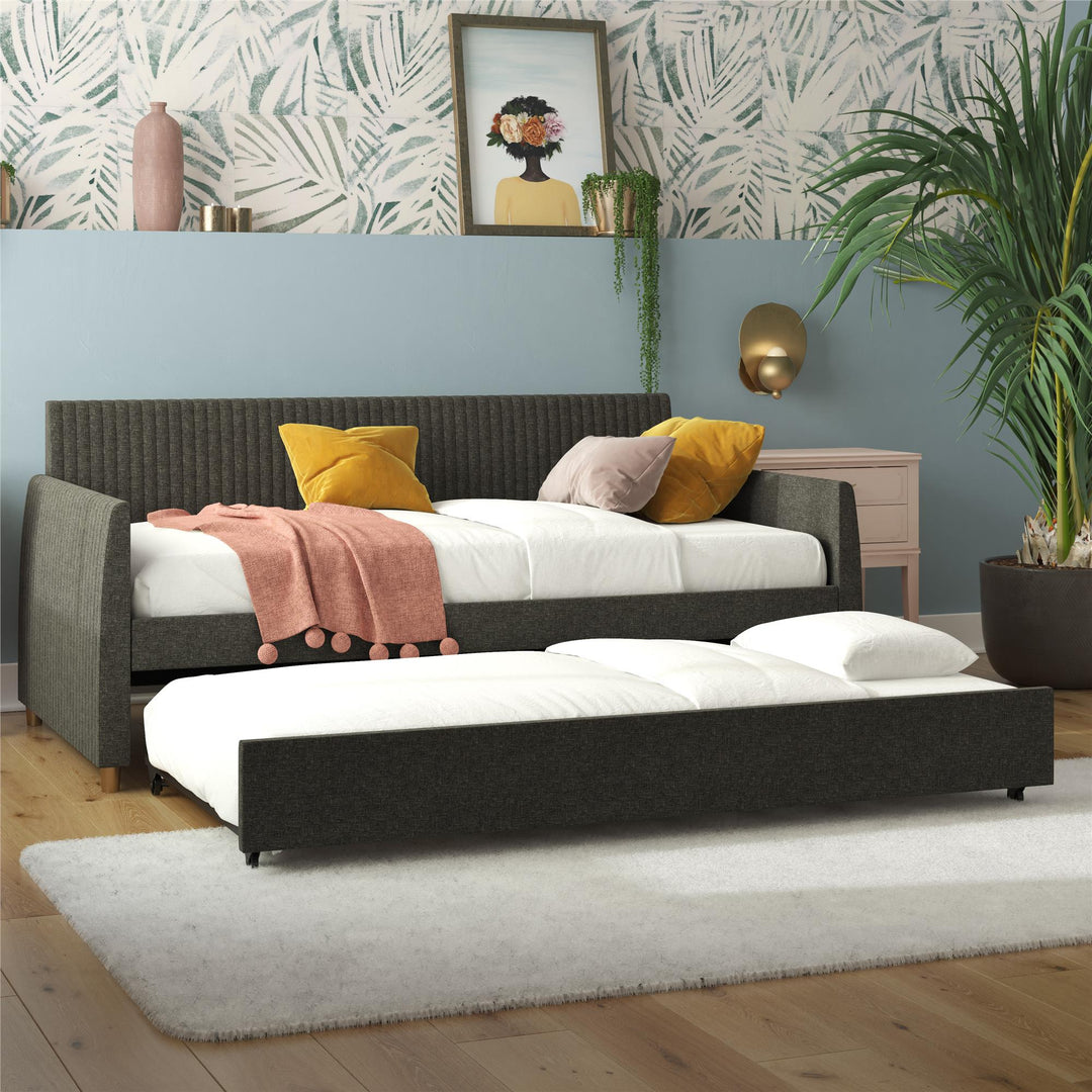 Daphne Upholstered Daybed with Trundle - Dark Gray - Twin-Over-Twin