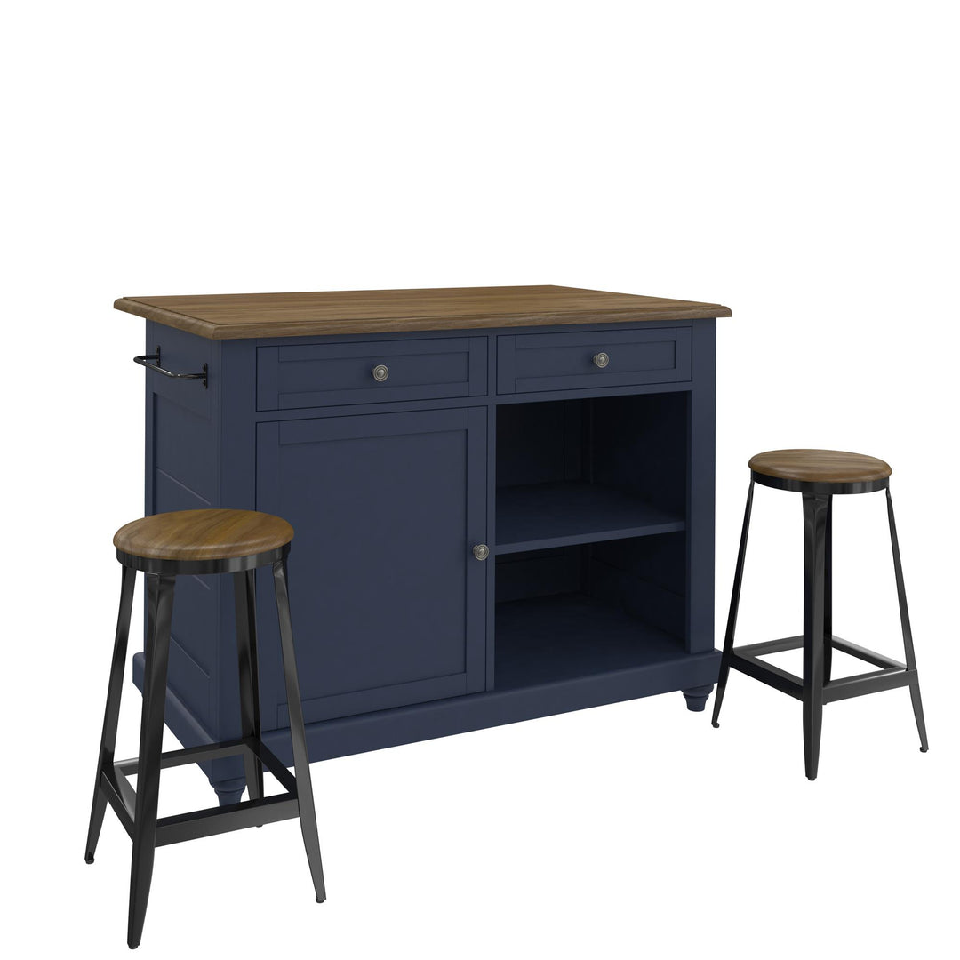 Kelsey Kitchen Island with 2 - Blue